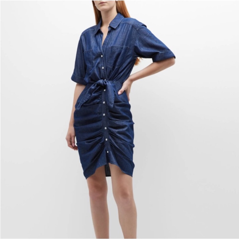 Veronica Beard Hensley Tie Waist Chambray Dress